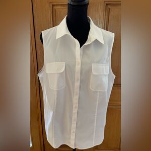 Chico's No Iron White Sleeveless Button-Down Shirt